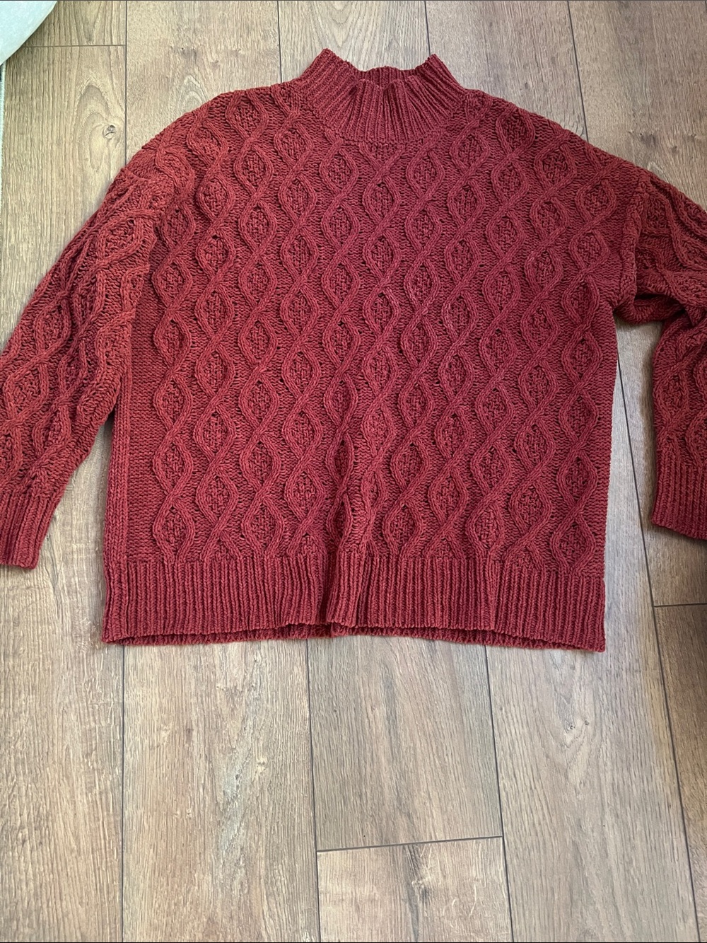 Maurices Cable Knit Turtleneck Sweater - Rust Red